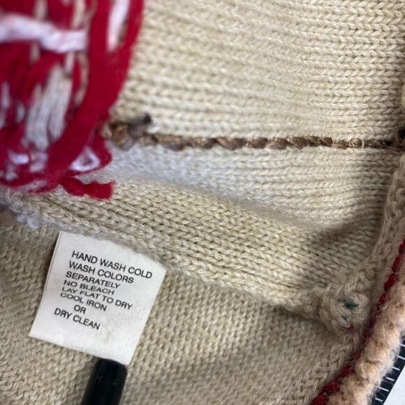 BLAST Christmas Sweater Vest, Size Large Petite,Cream, Red & Tan, Stars & Trees - Picture 2 of 8